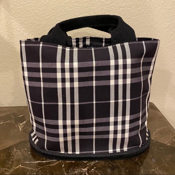 Vintage Y2K Burberry Black & White Woven Fabric Rubber Bottom - Picture 1 of 5